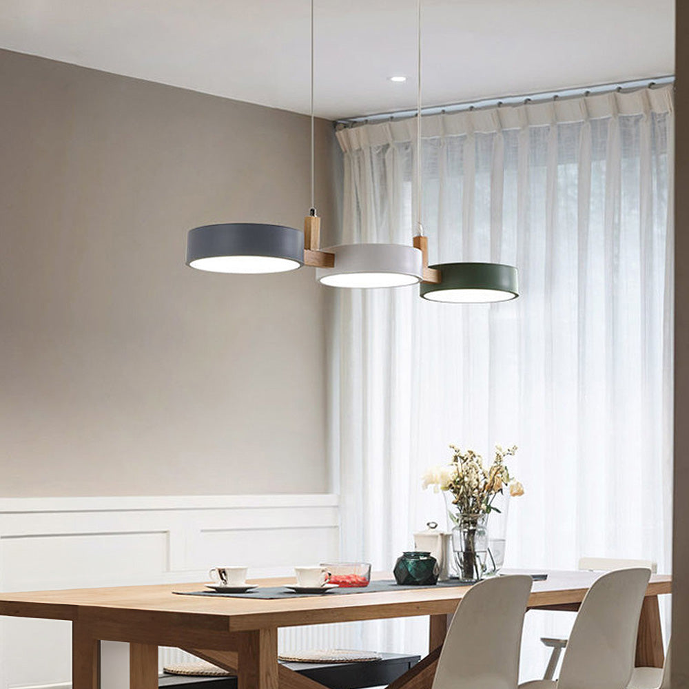 NordicBeam Cylinder Pendant Light with Wood and Metal | Deretia