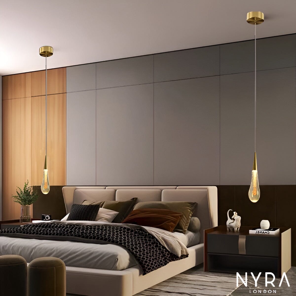 Aurelia Golden Droplet Pendelleuchte mit Kristalleffekt | Deretia