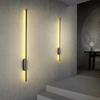AerisLume Slim Contemporary LED Wall Lamp in Black or Gold | Deretia