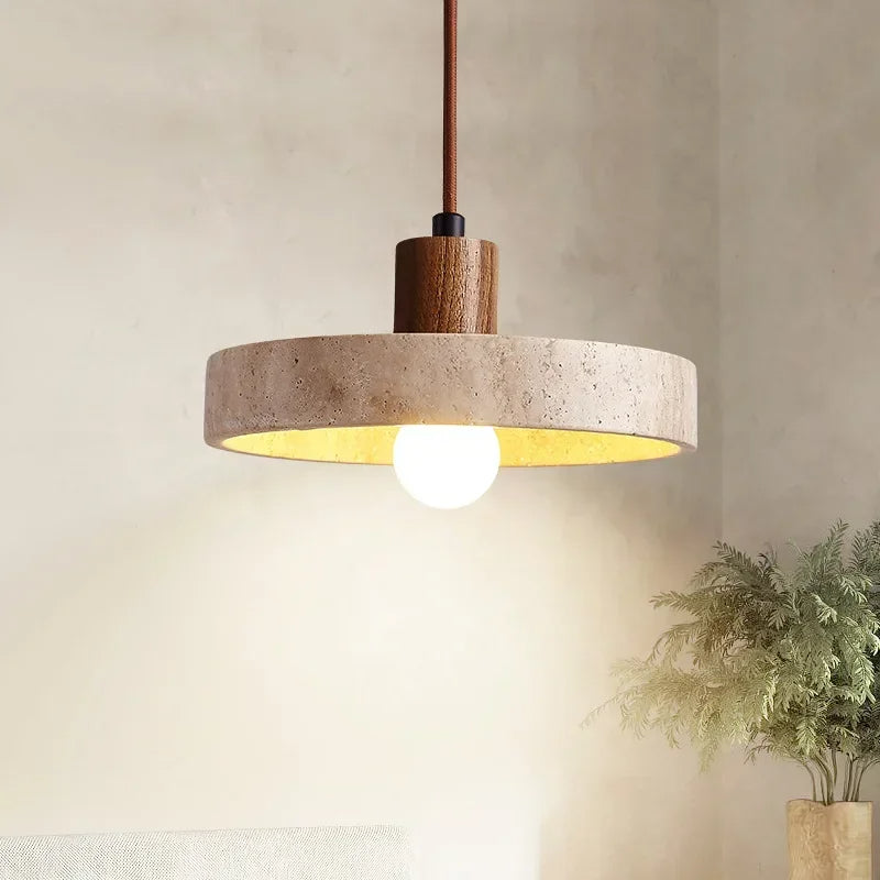 TerraLume Natural Stone Pendant Light With E27 LED | Deretia