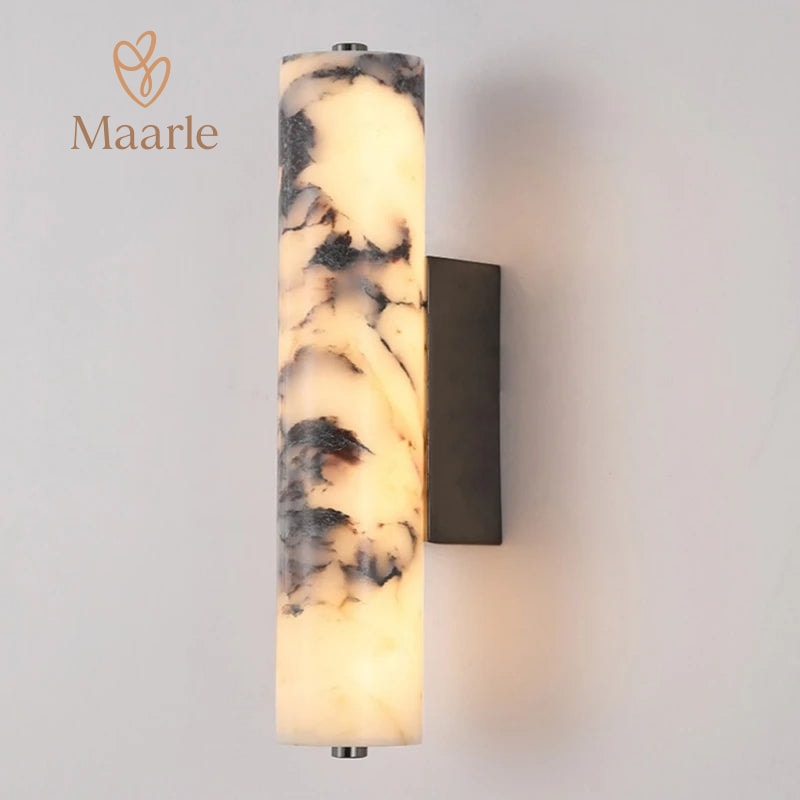 Marvello | Natural Marble Cylindrical Wall Lamp for Bedroom and Stairs | Deretia