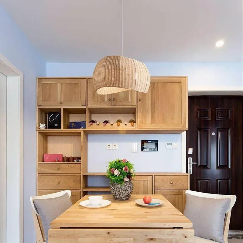 LumaWeave Bambus Pendelleuchte mit natürlichem Rattan | Deretia