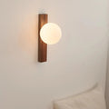 Lunera | Walnut Wood Wall Sconce With Glass Globe | Deretia