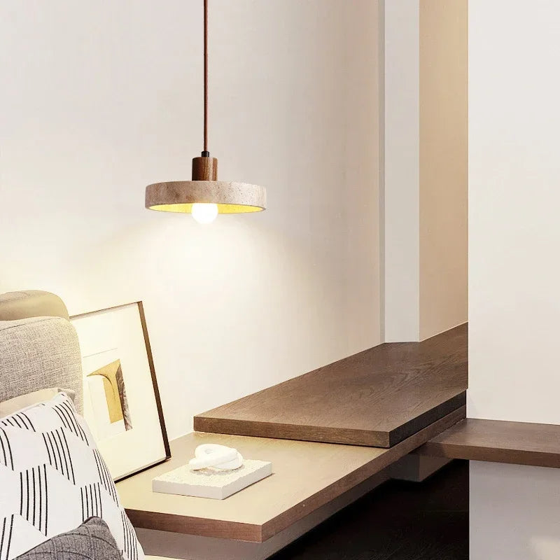 Marvelle | Natural Stone Pendant Lamp Featuring E27 LED Bulb | Deretia
