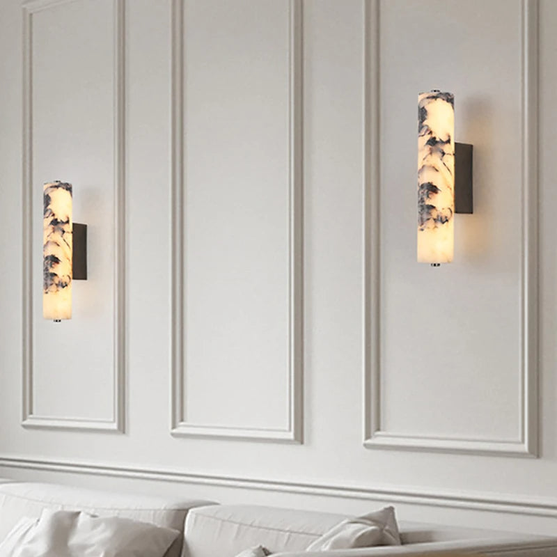 NovaCrest Marble Cylinder Wall Lamp for Bedroom and Stairs | Deretia