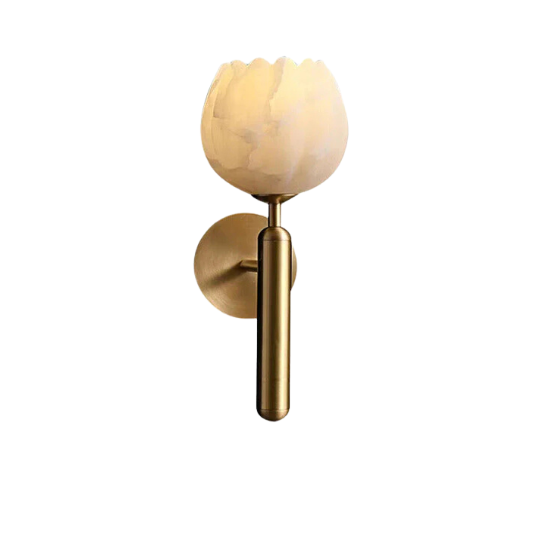 Solara Marble Wall Lamp With LED Lighting And Copper Accents