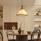 Valeon 木质吊灯 带布艺灯罩 适用于餐厅