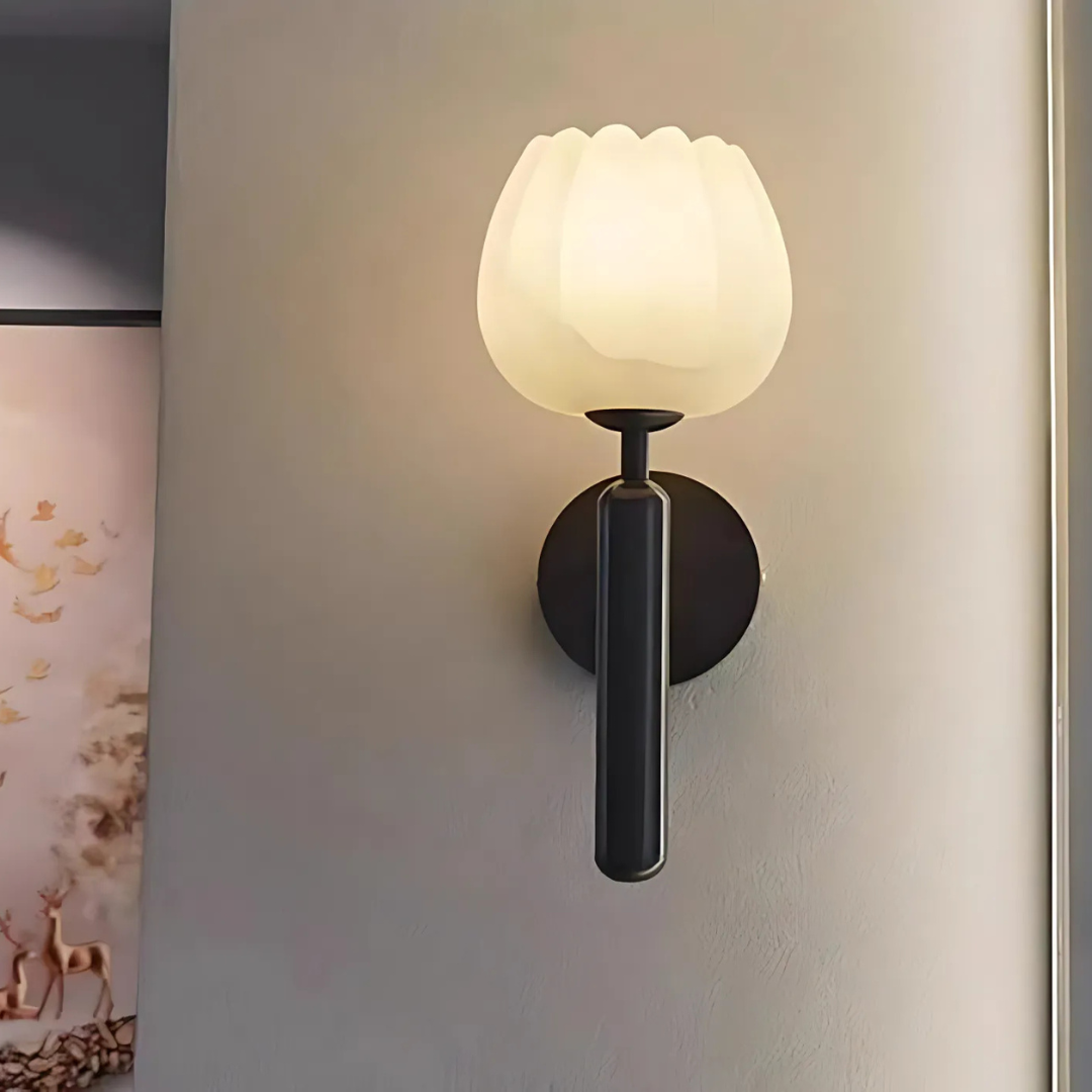Solara Marble Wall Lamp With LED Lighting And Copper Accents