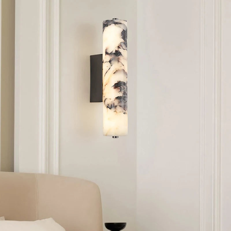NovaCrest Marble Cylinder Wall Lamp for Bedroom and Stairs | Deretia