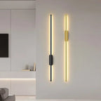 AerisLume Slim Contemporary LED Wall Lamp in Black or Gold | Deretia