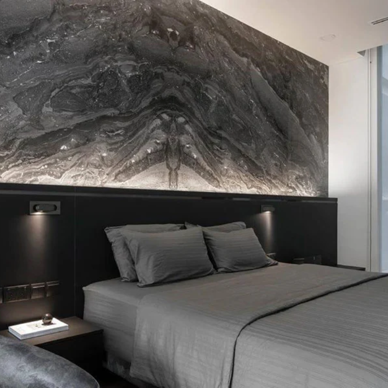 NyraLume Halo LED vegglampe for lesing ved sengen med stemningslys bakgrunnslys