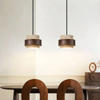 TerraStone Wood and Stone Pendant Lamp with Adjustable Cord | Deretia
