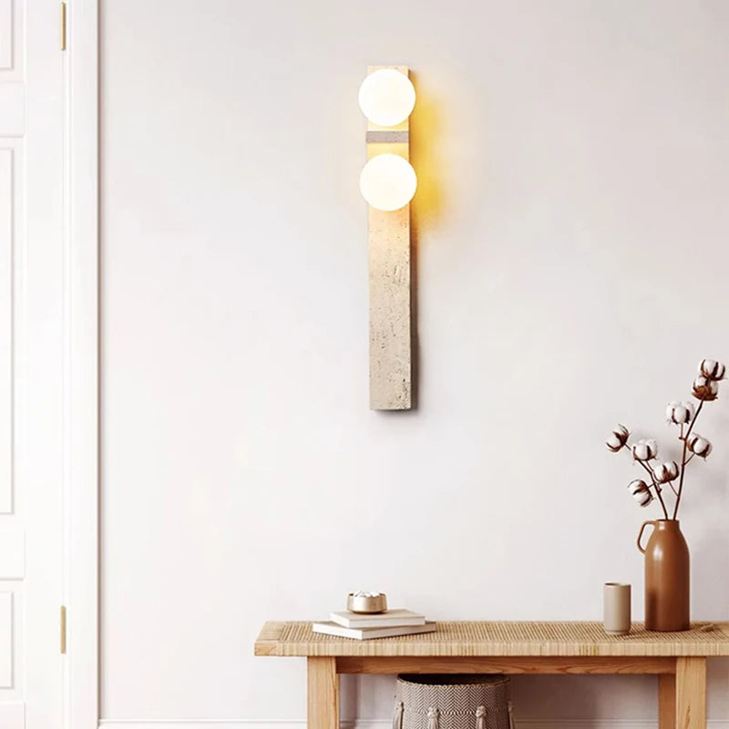 Aurelia Stone Deco Wall Sconce with Frosted Glass Shade | Deretia