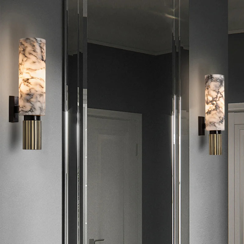 Vellora | Modern Marble Wall Sconce for Bedroom, Hallway and Living Room | Deretia
