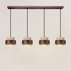 TerraStone Wood and Stone Pendant Lamp with Adjustable Cord | Deretia