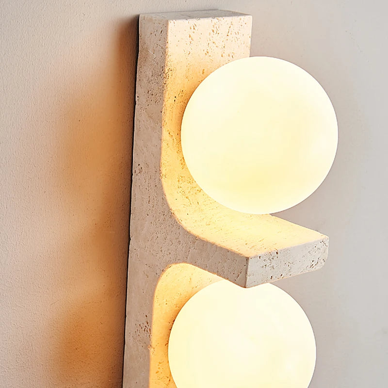 Aurelia Stone Deco Wall Sconce with Frosted Glass Shade | Deretia