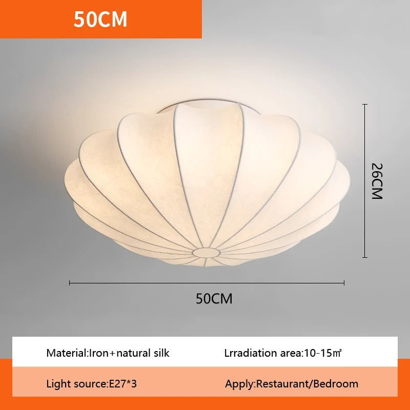 Kireli Silk Ceiling Light With Japanese Inspired Warm Glow | Deretia