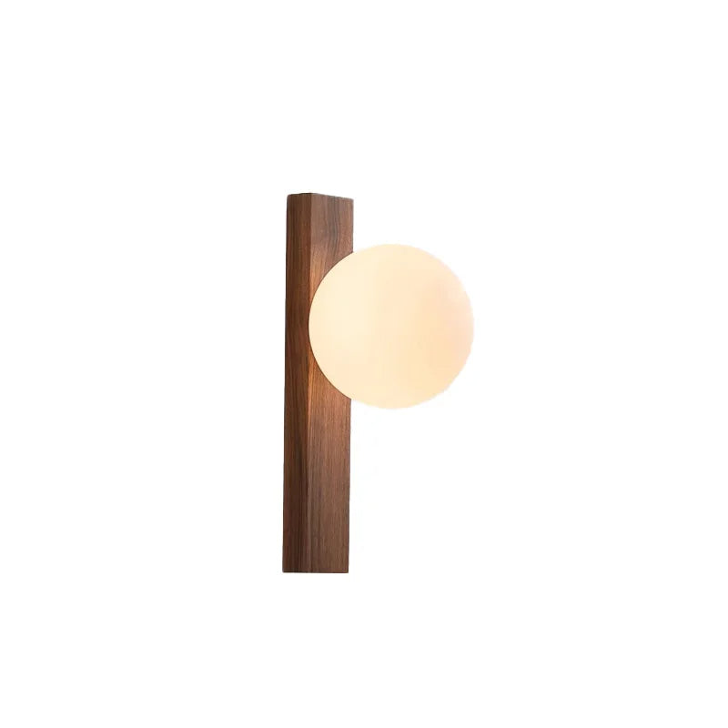 Lunera | Walnut Wood Wall Sconce With Glass Globe | Deretia