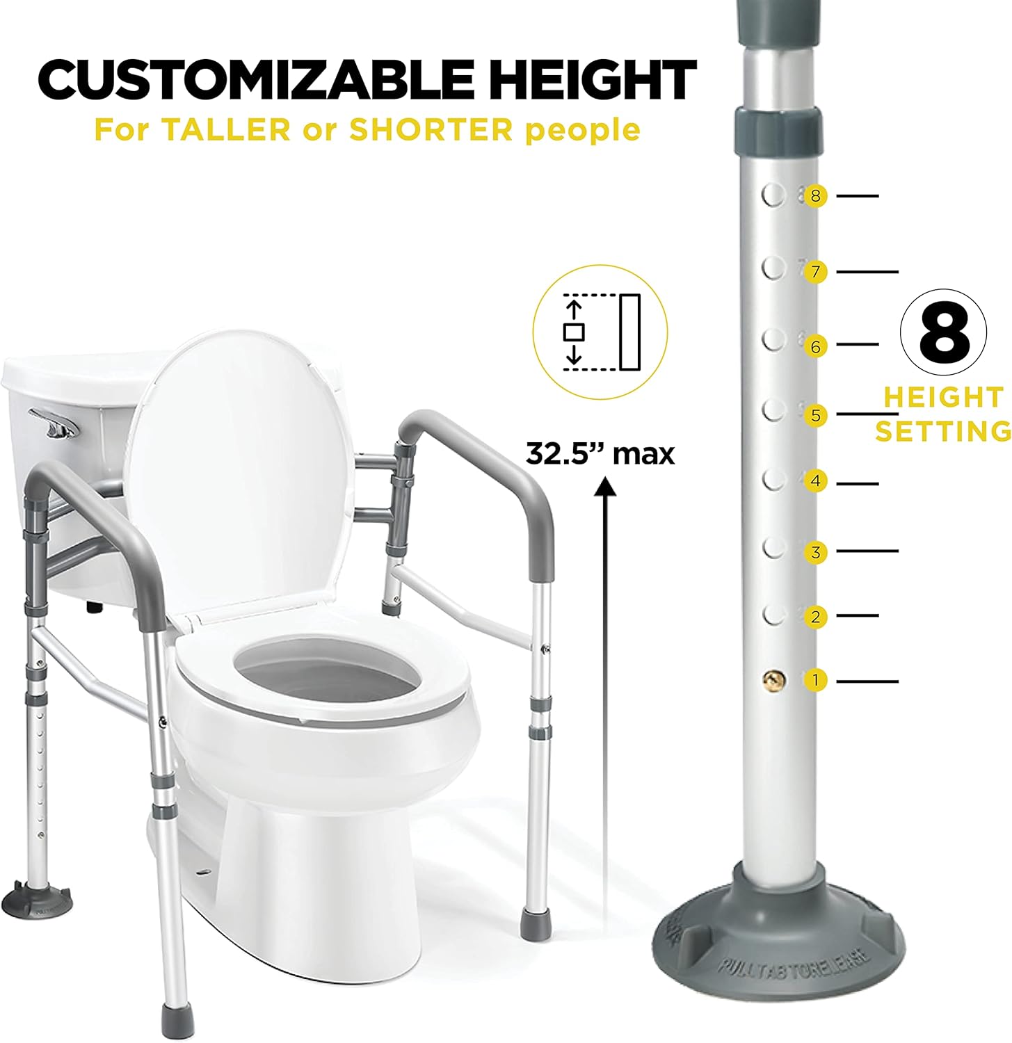 AegisGrip Toilet Rail With Adjustable Height For Secure Bathroom Use
