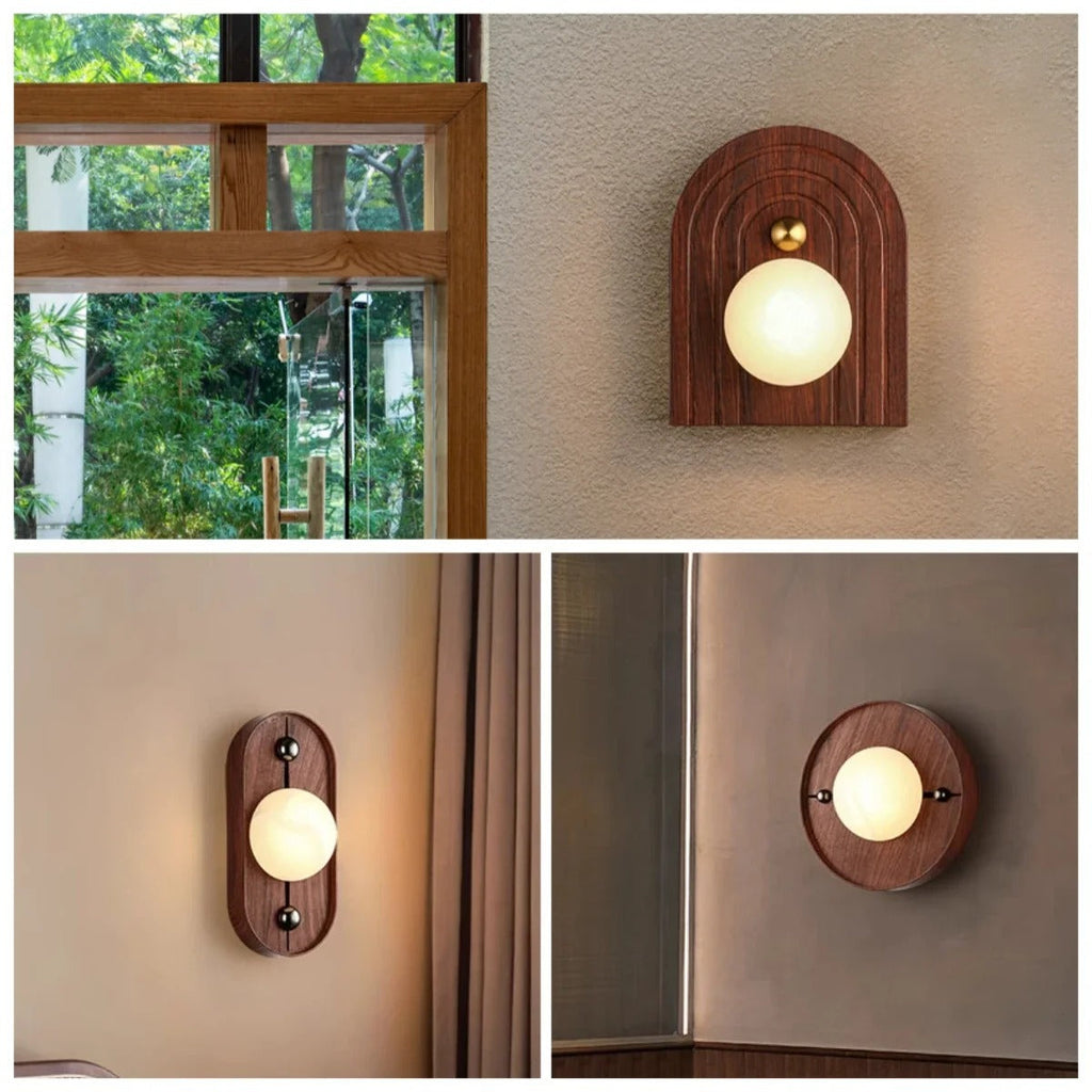 Walnut Glow Arch Wall Light Contemporary Home Fixture | Deretia