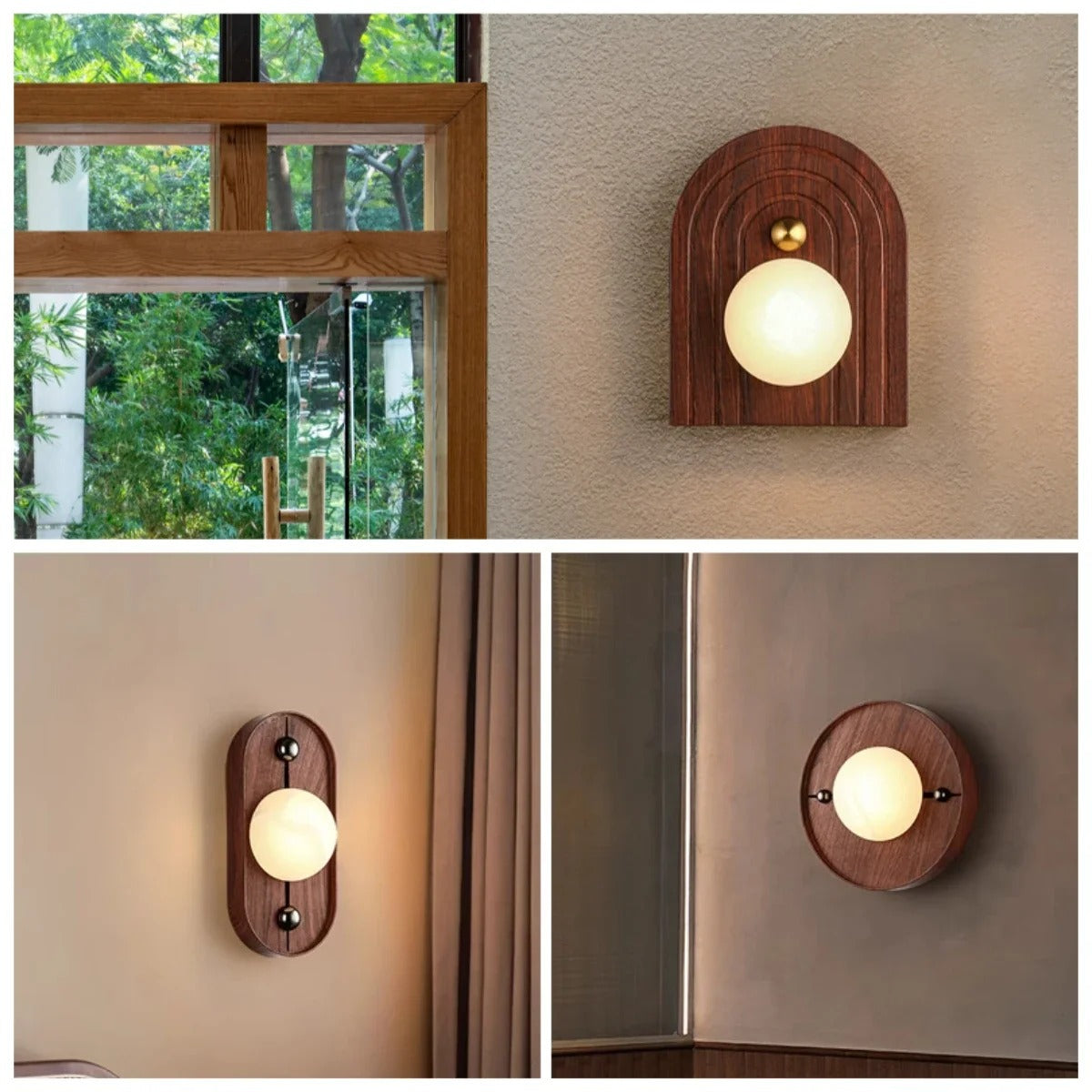 Walnut Glow Arch Wall Light Contemporary Home Fixture | Deretia