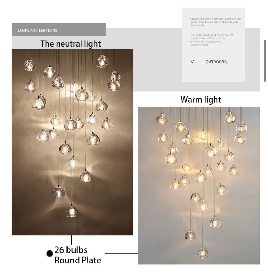Lumenry Crystal Staircase Chandelier Modern LED Lighting | Deretia