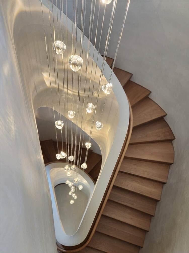 Lumenry Crystal Staircase Chandelier Modern LED Lighting | Deretia