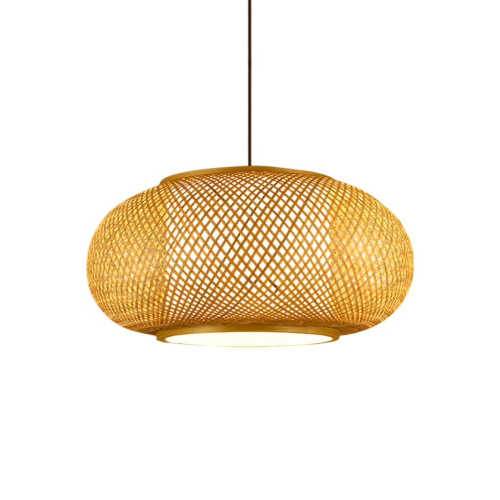 Virell Bamboo Pendant Light With Natural Open Weave Shade