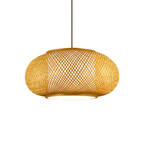Virell Bamboo Pendant Light With Natural Open Weave Shade