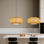 Virell Bamboo Pendant Light With Natural Open Weave Shade