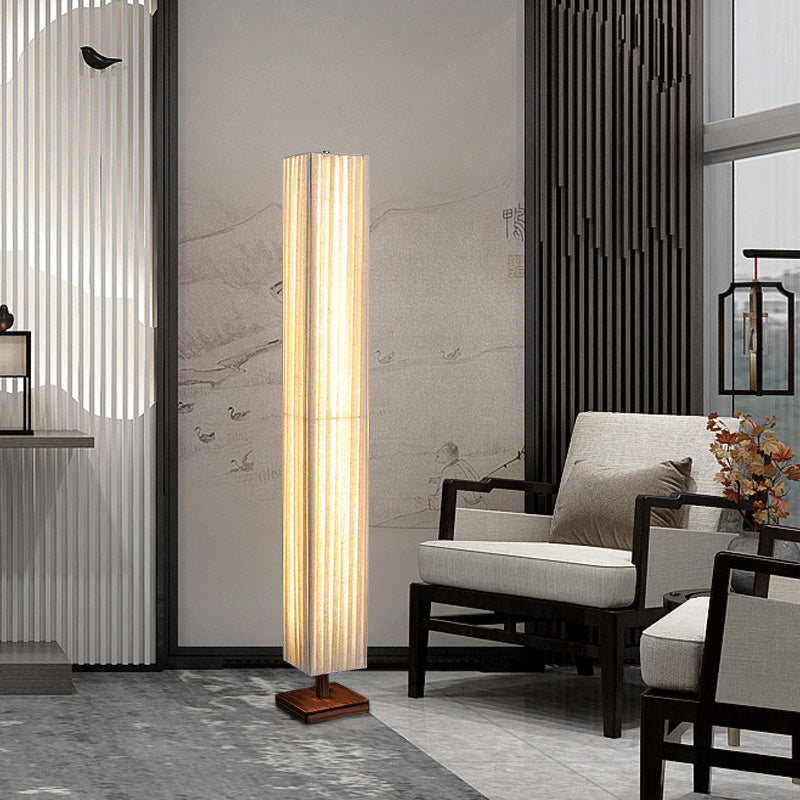 Kijiro Walnut Fabric LED Floor Lamp In Japanese Style | Deretia