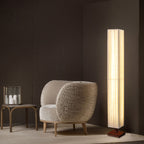 Kijiro Walnut Fabric LED Floor Lamp In Japanese Style | Deretia