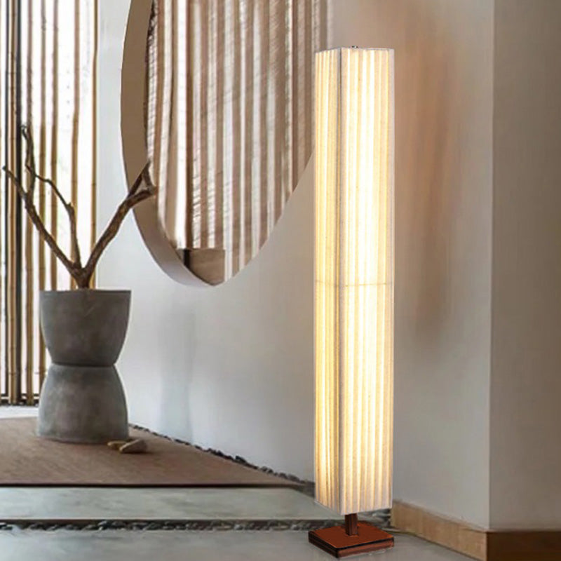 Kijiro Walnut Fabric LED Floor Lamp In Japanese Style | Deretia