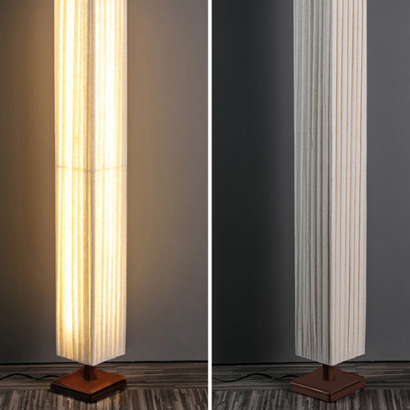 Kijiro Walnut Fabric LED Floor Lamp In Japanese Style | Deretia