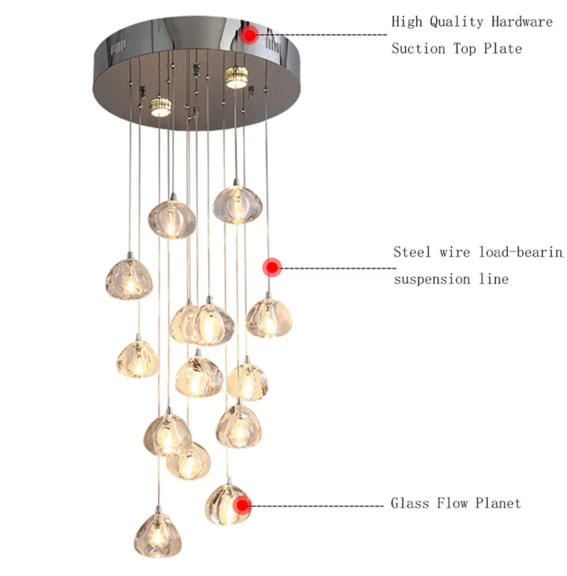 Lumenry Crystal Staircase Chandelier Modern LED Lighting | Deretia