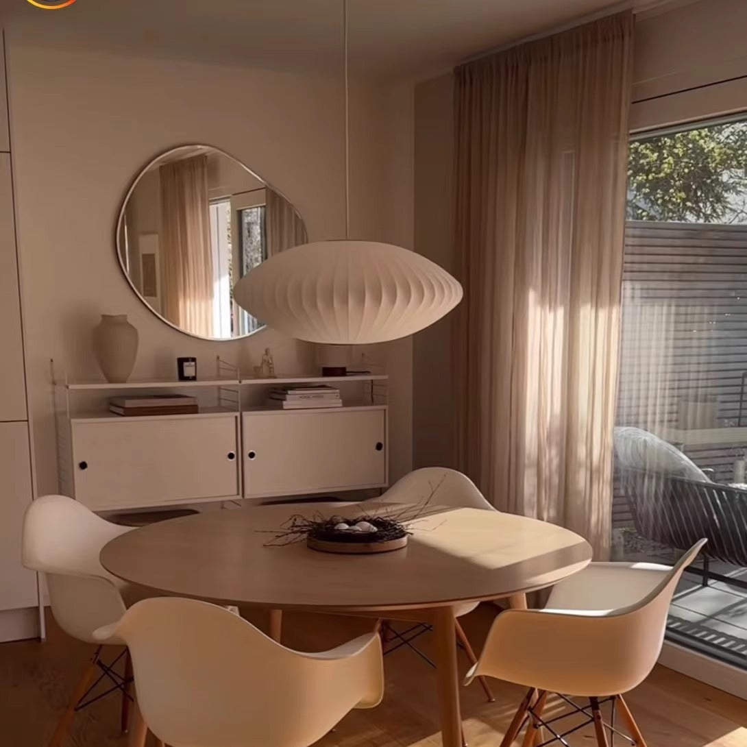 Elegant silk pendant lamp with crystals 2