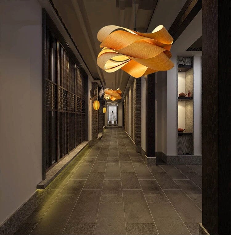 SylvaWood Wood Skin Pendant Lights - Natural Wood Texture | Deretia