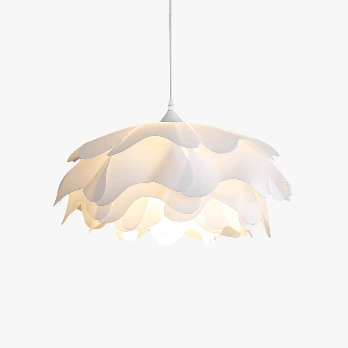 White Flower Pendant Lamp With Delicate Petal Style Diffused Light