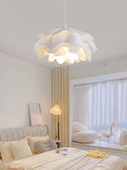 White Flower Pendant Lamp With Delicate Petal Style Diffused Light