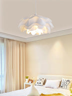 White Flower Pendant Lamp With Delicate Petal Style Diffused Light