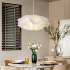 White Flower Pendant Lamp With Delicate Petal Style Diffused Light