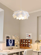 White Flower Pendant Lamp With Delicate Petal Style Diffused Light