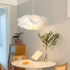 White Flower Pendant Lamp With Delicate Petal Style Diffused Light