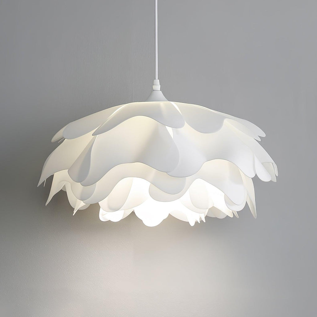 White Flower Pendant Lamp With Delicate Petal Style Diffused Light