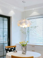 White Flower Pendant Lamp With Delicate Petal Style Diffused Light
