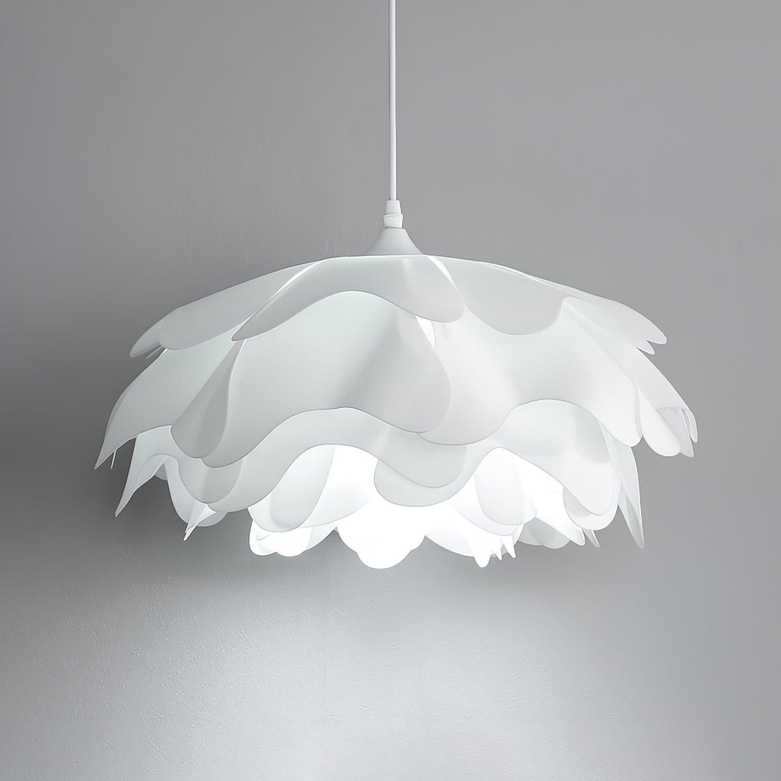 White Flower Pendant Lamp With Delicate Petal Style Diffused Light
