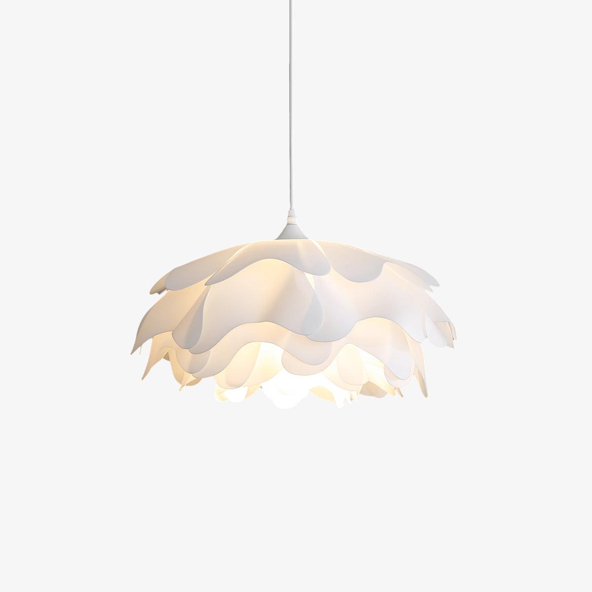 White Flower Pendant Lamp With Delicate Petal Style Diffused Light