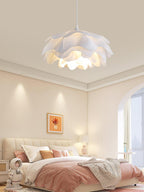 White Flower Pendant Lamp With Delicate Petal Style Diffused Light