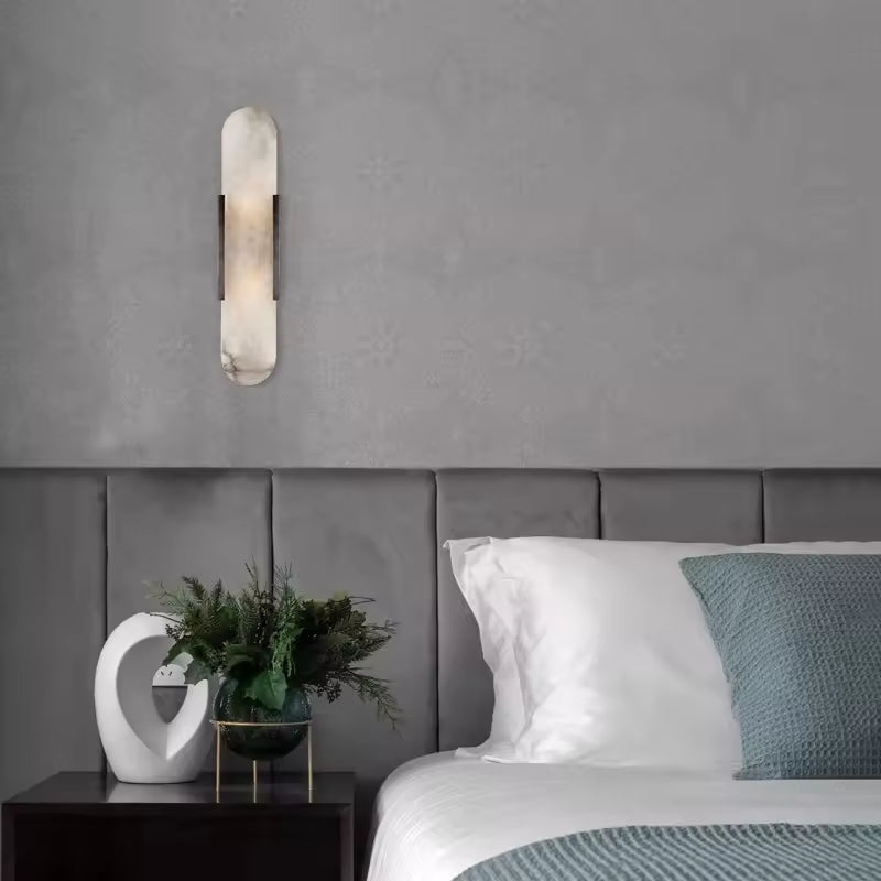 Valente | Natural Marble Wall Sconce With G4 Socket For Bedroom, Hallway & Stair Lighting | Deretia