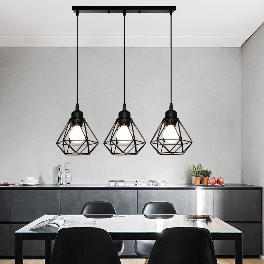 Vintage Iron Frame Pendant Lamp Collection With Diamond Shaped Shade